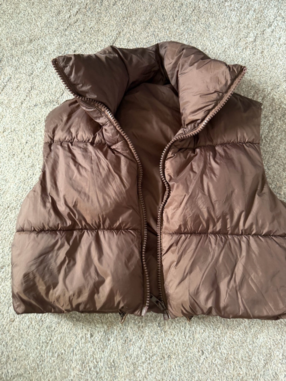Brown Puffer Vest - Lightweight  Zip Front